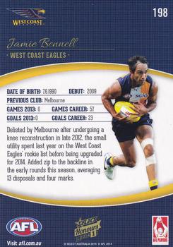 2014 Select AFL Honours Series 1 #198 Jamie Bennell Back